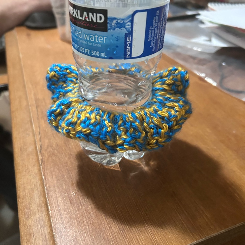 Handmade Blue and Yellow Kids Hair Scrunchie - Picture 2 of 2